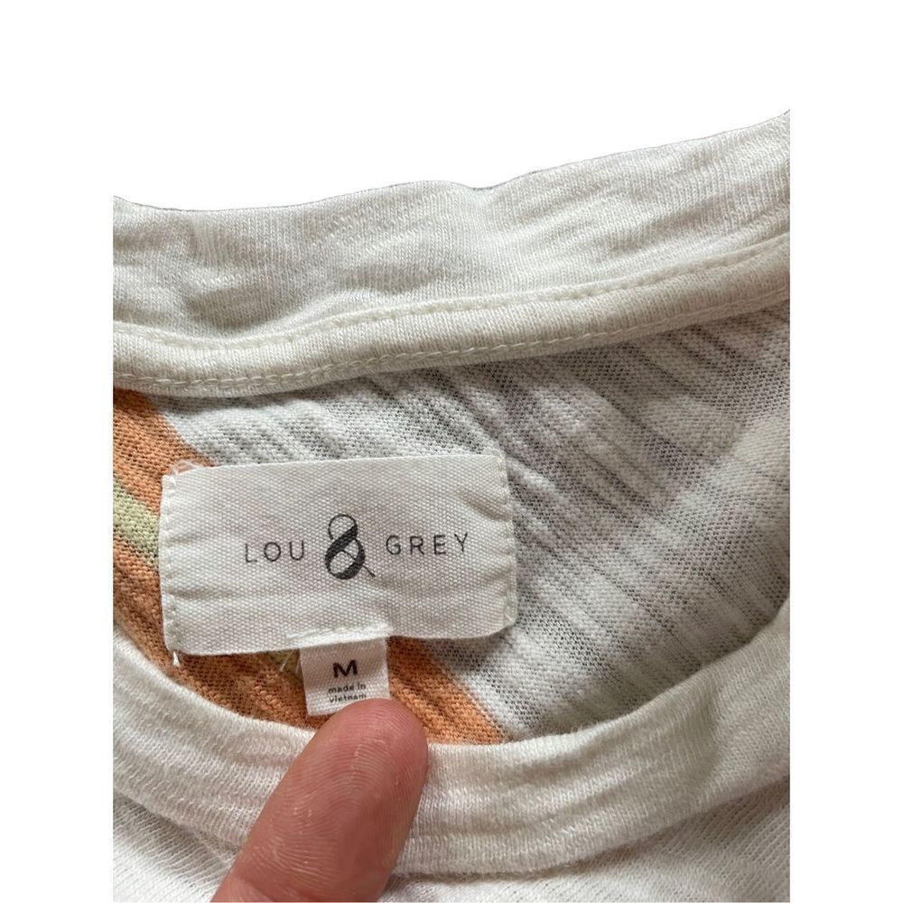 Lou & Grey Slub Knit Midi Dress Cream Stripe‎ size medium - Picture 7 of 14